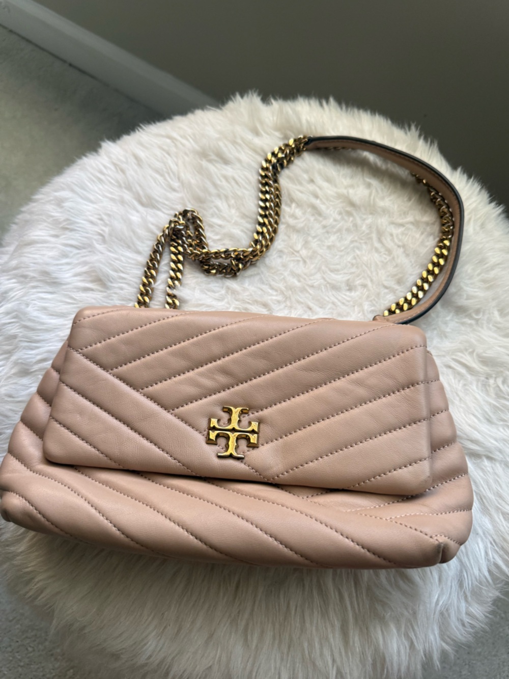 Tory Burch Blush Quilted Leather Chain Crossbody